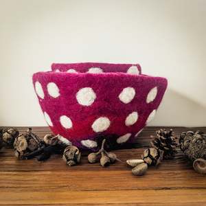 Felt Mushroom Bowls - Maroon