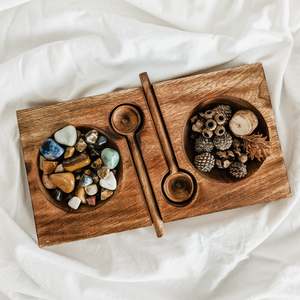 Wooden Tray with Scoops (Large)