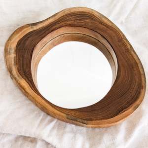 Home Corner And Dramatic Play: Natural Wooden Slab with Mirror