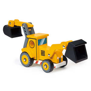 Vehicles: Mentari Toys | Wooden Backhoe Loader Construction Vehicle