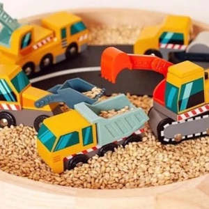 Tender Leaf Toys | Wooden Construction Digger Vehicle Set