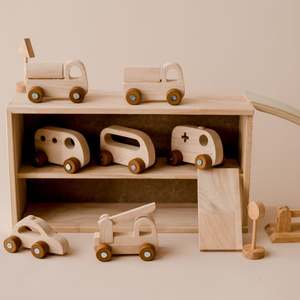 Vehicles: Qtoys | Natural Wooden Vehicle Set