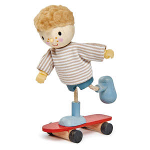 Tender Leaf Toys: Wooden Doll - Edward and his Skateboard