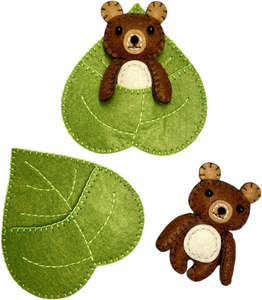 Kids Craft Kit | DIY Felt Creations - Little Bear with Leaf Pocket