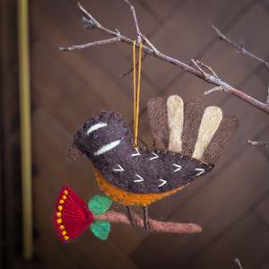 Ethical Gifts Christmas Collection: Christmas Decor - Pashom Felt Pīwakawaka Fantail (Limited Edition)