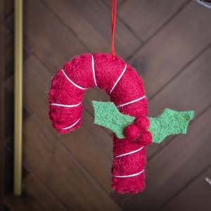 Ethical Gifts Christmas Collection: Christmas Decor - Pashom Felt Candy Cane (Limited Edition)
