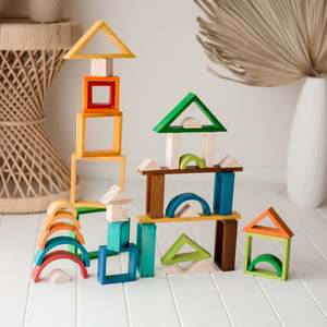Qtoys | Wooden Rainbow Nesting Blocks