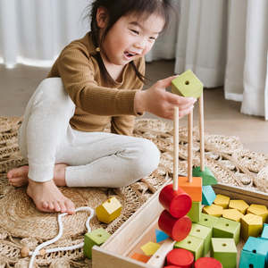 Blocks And Construction: Qtoys | Wooden Lacing and Sequencing Set