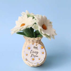 Educational Toys And Resources: Juni Moon | Rattan Vase with Flowers - White Daisy Set