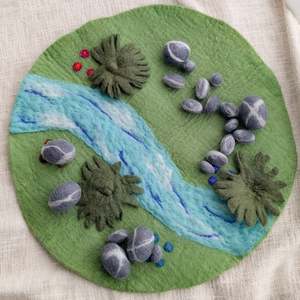 Himalayan Felt: Felt Play Mat - Meadow River With Felt Stones
