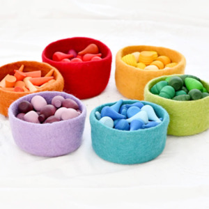Tara Treasures | Rainbow Felt Sorting Bowls (Set of 6)