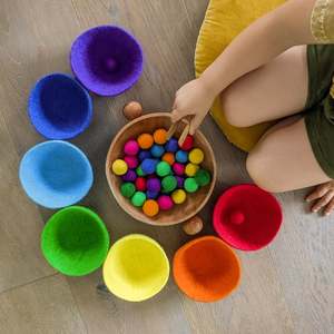 Rainbow Felt Sorting Bowls (Set of 7)