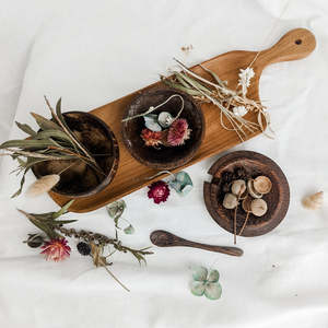 Messy Play: Coconut Potion Dishes with Wooden Tray