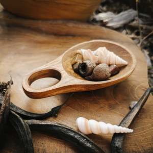 Teak Wood Moon Scoop