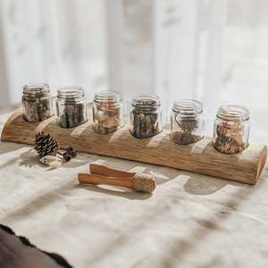 Wooden Paint Tray with Glass Jars