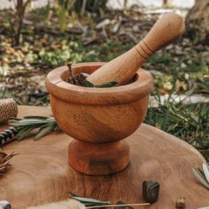 Scoops And Fine Motor Tools: Qtoys | Wooden Mortar and Pestle - Small