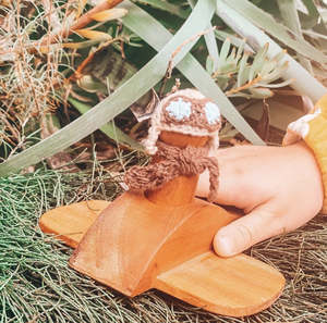 Artisans Of Batur Village: Natural Wooden Peg Doll Aviator Set