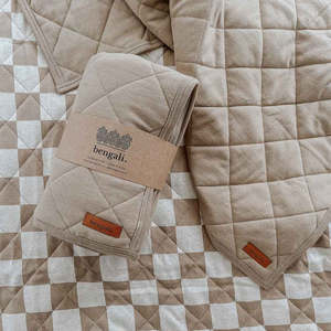 Bengali: Reversible Quilt | Playmat - Khaki Gingham