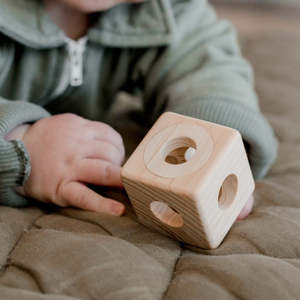 Rattles And Teethers: Qtoys | Wooden Cube Rattle
