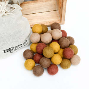 Felt Balls And Pebbles: Tara Treasures | Felt Ball Set - Earthy Tones (30 pieces)