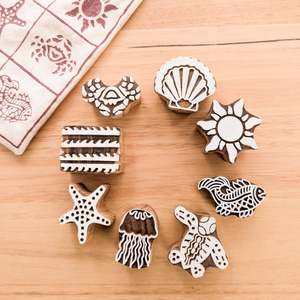 Tara Projects: Wooden Printing Blocks - Beach Theme (Set of 8)