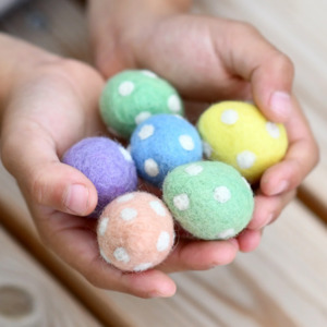 Tara Treasures | Felt Food - Pastel Polka Dot Eggs - PREORDER