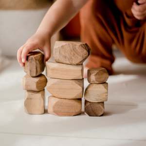 Blocks And Construction: Qtoys | Natural Wooden Gem Blocks