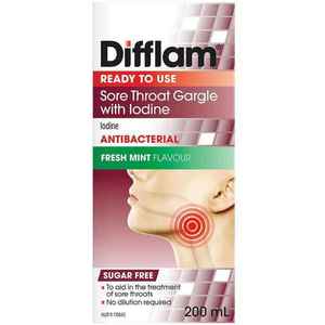 Cough And Cold: DIFFLAM Ready to Use Gargle with Iodine 200ml