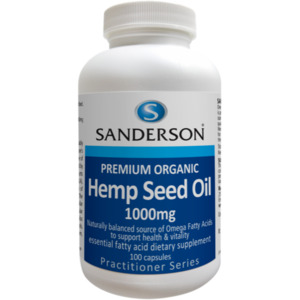 Health Supplements: SANDERSON Premium Organic Hemp Seed Oil 100 Capsules