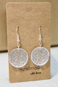 Giftsforher: Silver Pattern Circle Drop Earrings