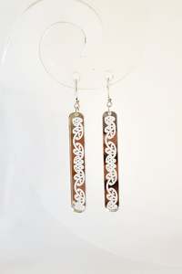 Giftsforher: Silver Kowhaiwhai Straight Drop Earrings