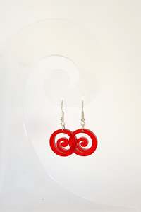 Red Koru Drop Earrings