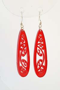 Red Kowhaiwhai Teardrop Earrings