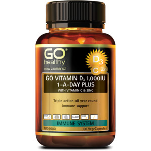 Go Healthy: GO Vitamin D3 1000IU PLUS Vitamin C and Zinc 60 Capsules
