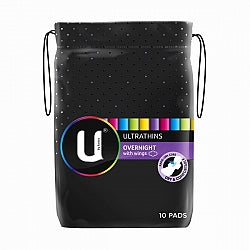 Feminine Hygiene: U by Kotex Ultrathins Overnight Pads - With Wings 10's