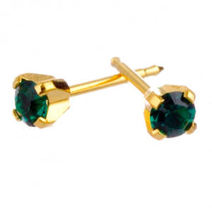 Birthstones: May 3mm Gold Claw Earrings