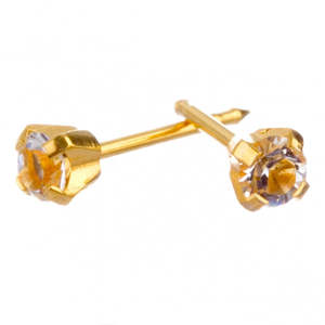 Birthstones: April 3mm Gold Claw Earrings