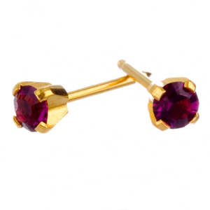 Birthstones: February 3mm Gold Claw Earrings