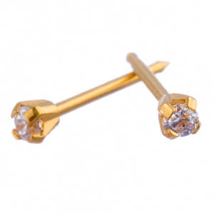 Cubic Zirconia: Gold Cubic Zirconia 2mm Earrings