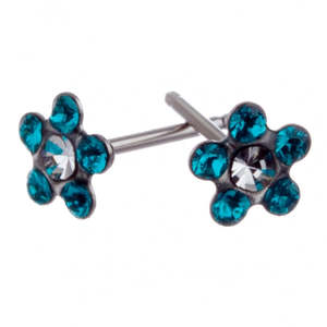 Daisy: Teal Cubic Zirconia Daisy Silver Earrings