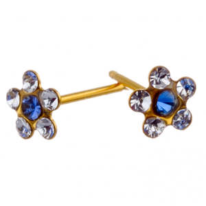 Daisy: Blue Cubic Zirconia Daisy Gold Earrings