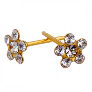Daisy: Clear Cubic Zirconia Daisy Gold Earrings