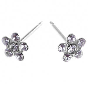 Clear Cubic Zirconia Daisy Silver Earrings