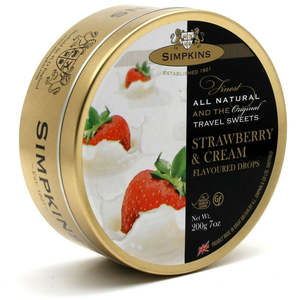 Giftware: SIMPKINS Strawberry and Cream Flavoured Drops 200g