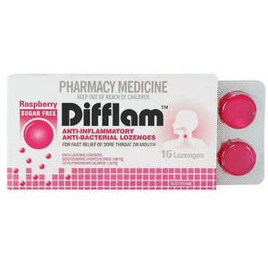 Mouth Throat Treatments: DIFFLAM Lozenges Raspberry 16 Pack