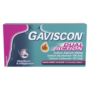 Gaviscon Dual Action MIXED BERRY Flavour 16 Chewable Tablets