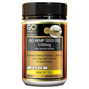 Fish Nutritional Oils: GO Hemp Seed Oil 1100mg NZ Grown 100Cap