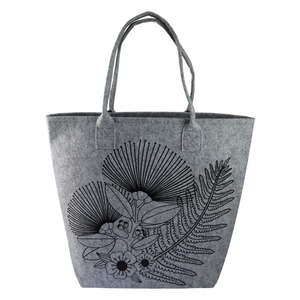 Tote Bag Large Felt NZ Floral Grey 44x37cm