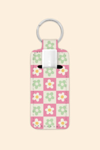 Checkered Daisy - Lip Balm Holder Keychain