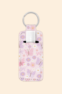 Pastel Butterflies - Lip Balm Holder Keychain